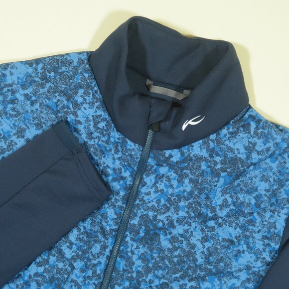 Kjus Release Printed Golf Jacket Mens S Blue Zip Lightweight Stretch - Picture 1 of 6